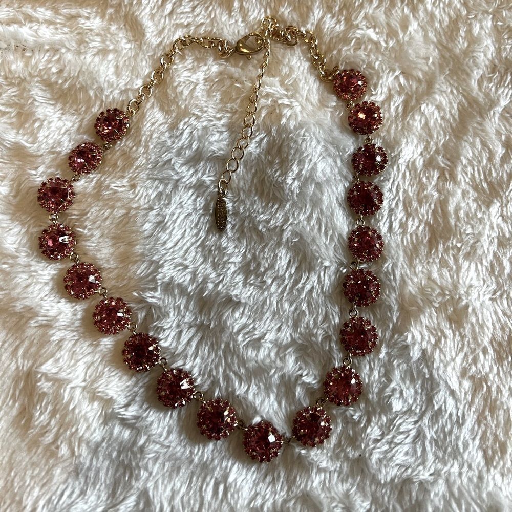 NEW NATASHA Red Crystals Necklace Lobster Clasp